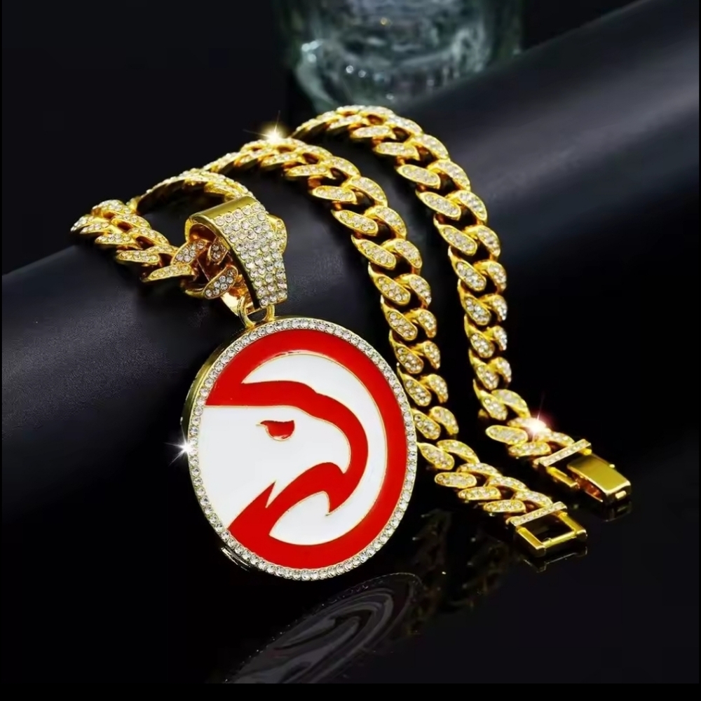 Atlanta Hawks Iced Out Style Chain Necklace 20" Or 24" Choose 1